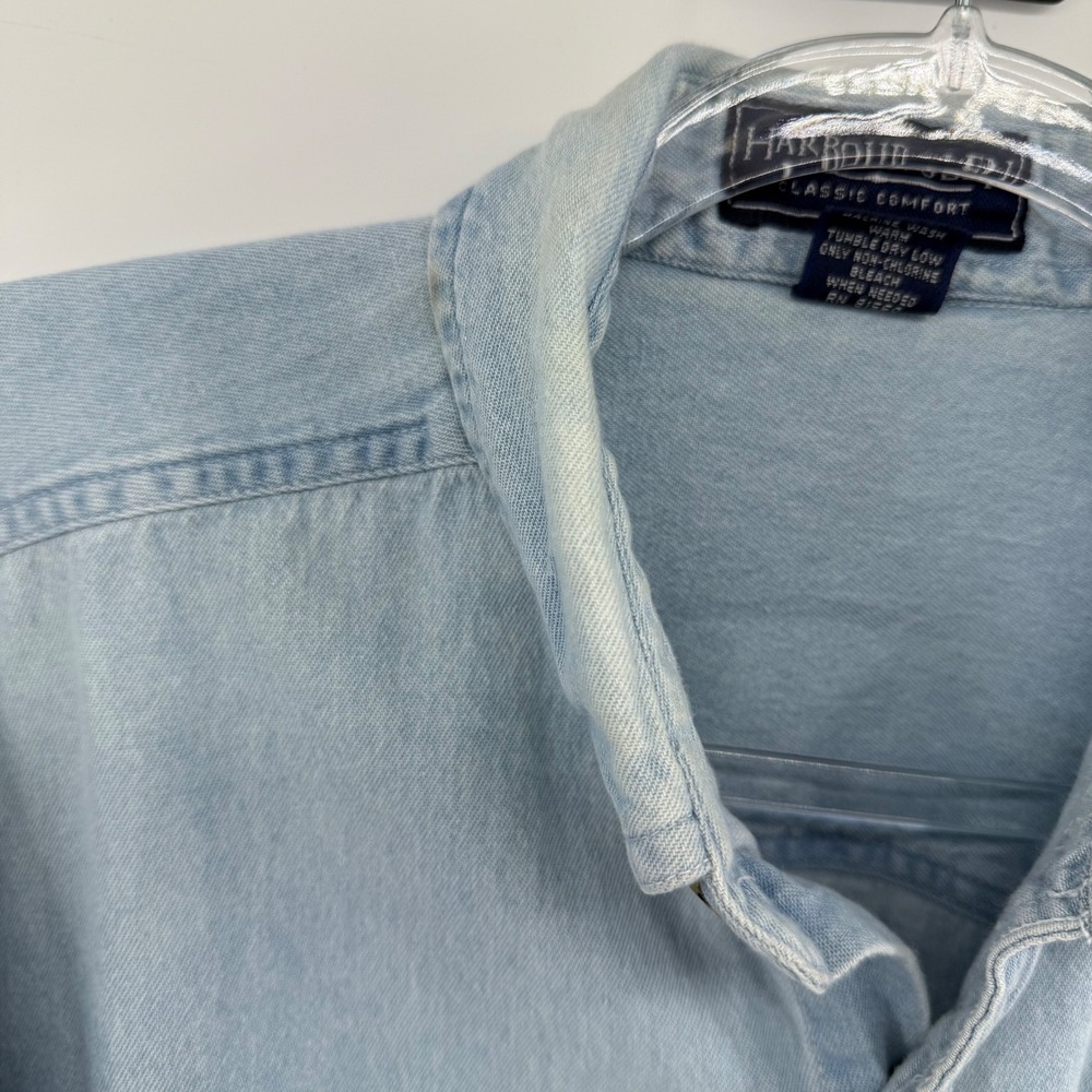 Harbour Bay Coca Cola Denim Chambray Button Up Shirt Men's M Embroidered Logo - Picture 5 of 8
